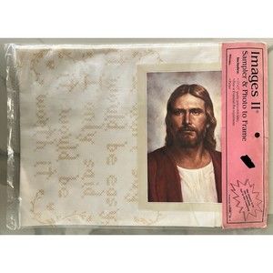 American Stitchery Image Sampler & Photo Frame Cross Stitch Jesus Easter 13 x 13